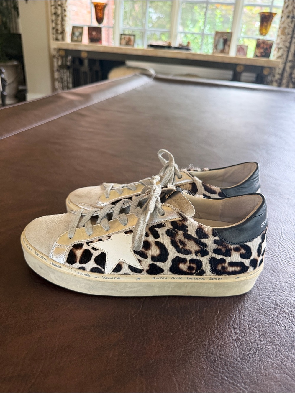 LIKE NEW LIMITED EDITION Golden Goose Leopard Print Ponyhair Hi Star Sneakers